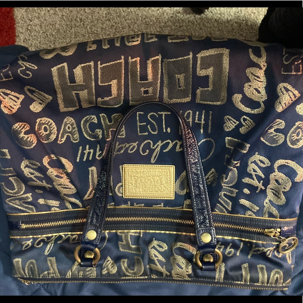 Rare Navy and Gold Coach Purse
